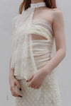 Un Morceau lace velvet stitching twists tube top UM231SZ17 PUM37